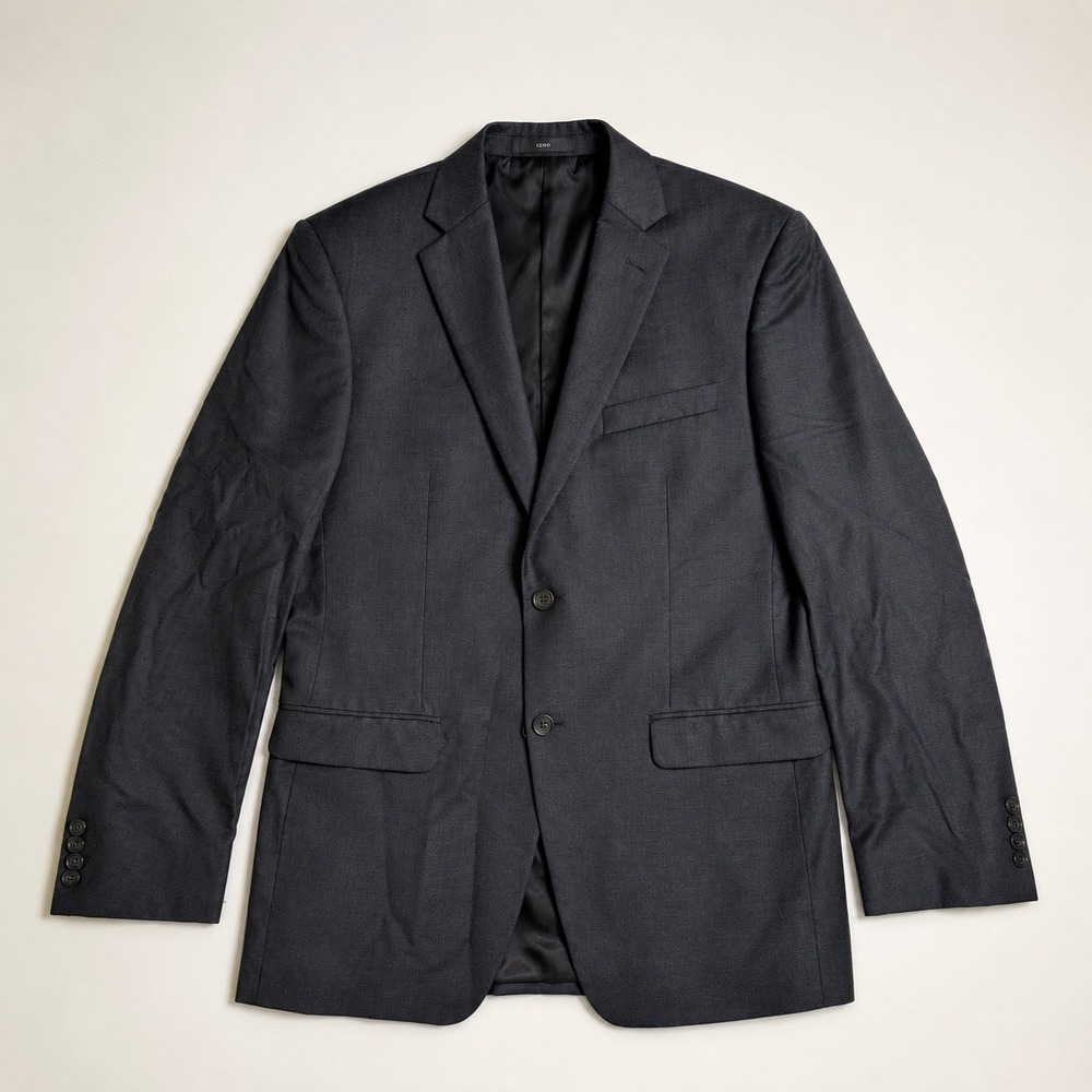Calvin Klein 40L Sport Coat Blazer Gray 100% Wool Two Button Mens Jacket Suit